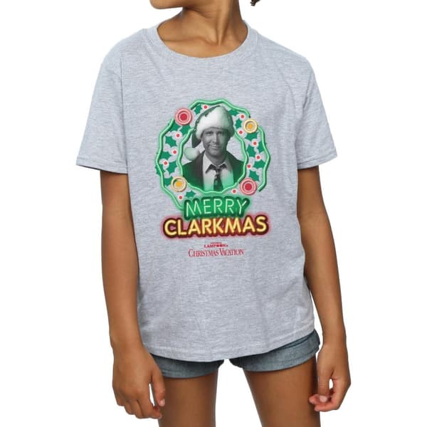 National Lampoon´s Christmas Vacation Girls Greyscale Clarkmas Cotton T-Shirt