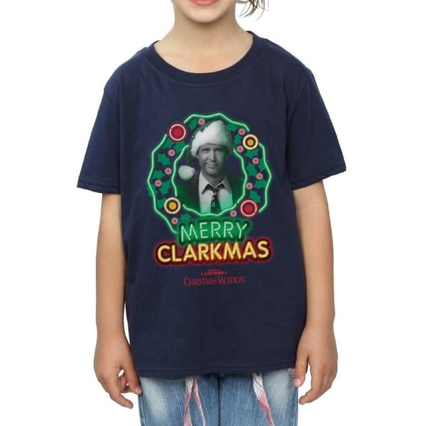 National Lampoon´s Christmas Vacation Girls Greyscale Clarkmas Cotton T-Shirt