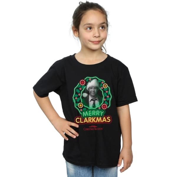National Lampoon´s Christmas Vacation Girls Greyscale Clarkmas Cotton T-Shirt