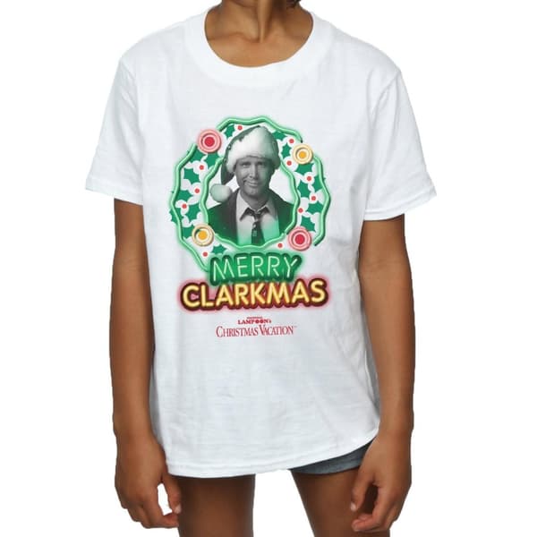 National Lampoon´s Christmas Vacation Girls Greyscale Clarkmas Cotton T-Shirt