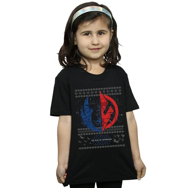 Star Wars The Rise Of Skywalker Christmas Split Symbol T-shirt i bomull för flickor