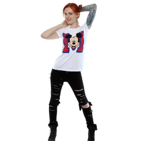 Disney Womens/Ladies Mickey Mouse M Face Cotton T-Shirt