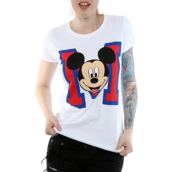 Disney Womens/Ladies Mickey Mouse M Face Cotton T-Shirt