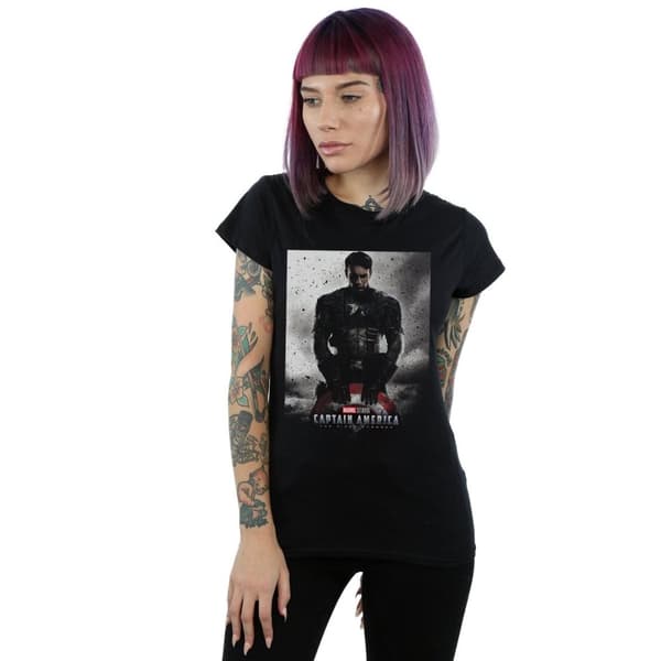 Marvel Studios Womens/Ladies Captain America The First Avenger Poster Cotton T-Shirt
