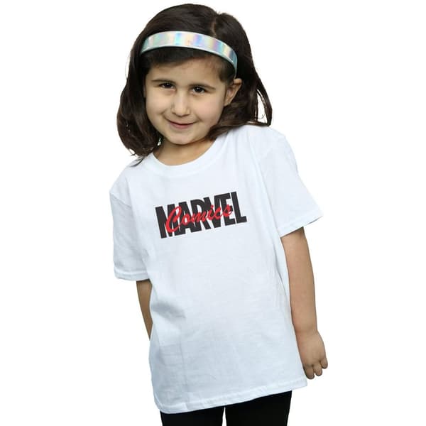 Marvel Girls Red Font Logo Cotton T-Shirt