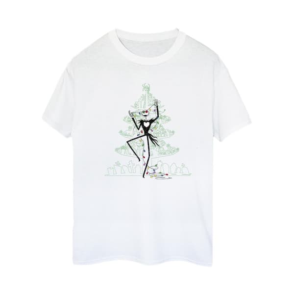 Disney Dam/Tjej The Nightmare Before Christmas Tree Grön Bomull Boyfriend T-shirt