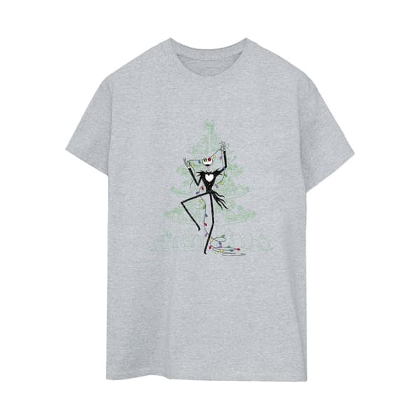 Disney Dam/Tjej The Nightmare Before Christmas Tree Grön Bomull Boyfriend T-shirt