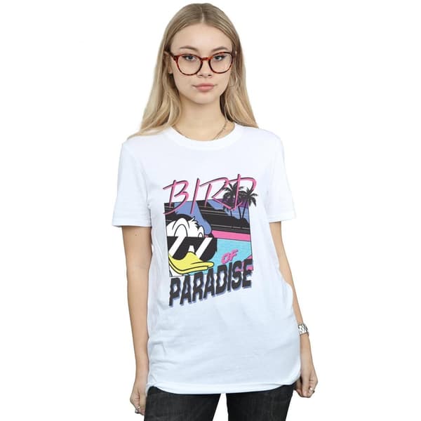 Disney Dam/Tjej Donald Duck Paradisfågel Bomull Boyfriend T-shirt
