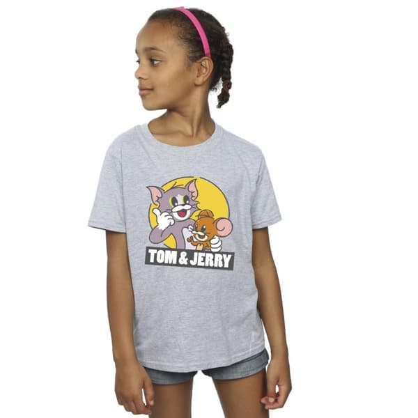 Tom And Jerry T-shirt i bomull med Sketch-logotyp för flickor