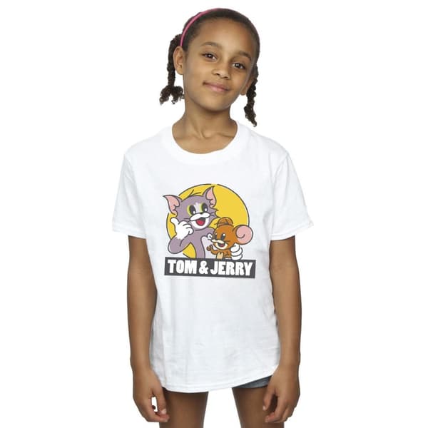Tom And Jerry T-shirt i bomull med Sketch-logotyp för flickor