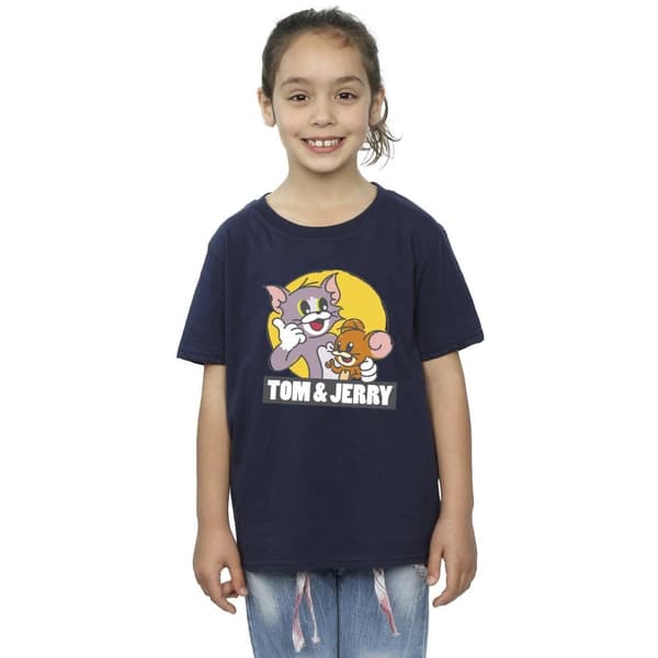 Tom And Jerry T-shirt i bomull med Sketch-logotyp för flickor