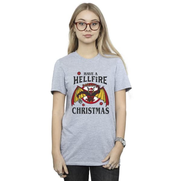 Netflix Womens/Ladies Stranger Things Hellfire Christmas Cotton Boyfriend T-Shirt
