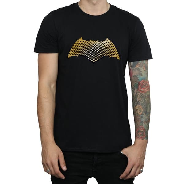 DC Comics Mens Justice League Movie Batman Logo Textured T-Shirt