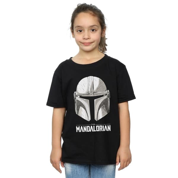 Star Wars Girls The Mandalorian - T-shirt i bomull med hjälmlogo