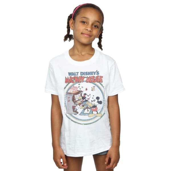 Disney Girls Mickey Mouse Piano Cotton T-Shirt