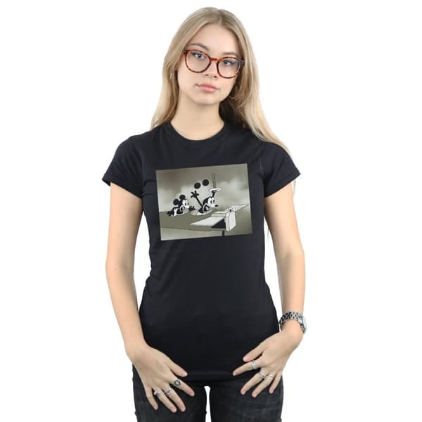 Disney Womens/Ladies Mickey Mouse Crazy Pilot Cotton T-Shirt