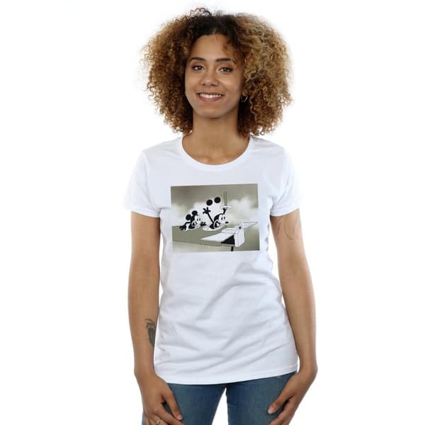 Disney Womens/Ladies Mickey Mouse Crazy Pilot Cotton T-Shirt