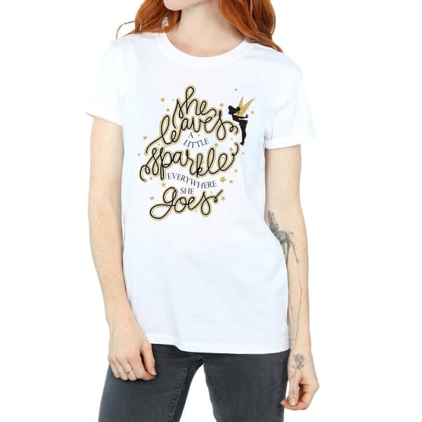 Disney Dam/Tjej Tinkerbell Stars Boyfriend T-shirt i bomull