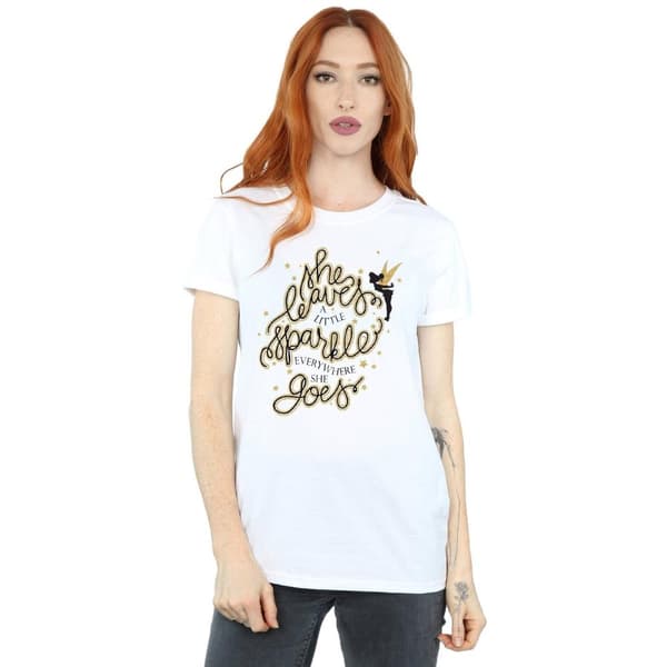Disney Dam/Tjej Tinkerbell Stars Boyfriend T-shirt i bomull