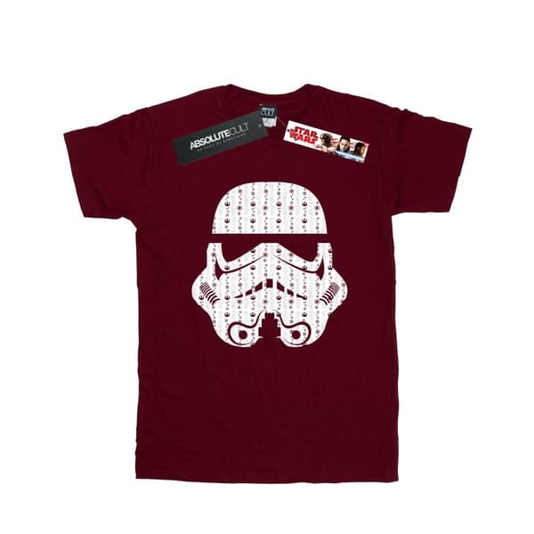 Star Wars Womens/Ladies Christmas Stormtrooper Helmet Cotton Boyfriend T-Shirt Burgundy XL