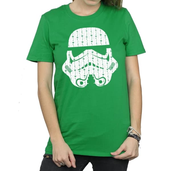 Star Wars Womens/Ladies Christmas Stormtrooper Helmet Cotton Boyfriend T-Shirt