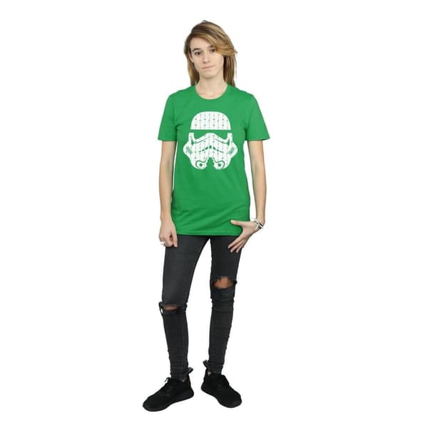 Star Wars Womens/Ladies Christmas Stormtrooper Helmet Cotton Boyfriend T-Shirt