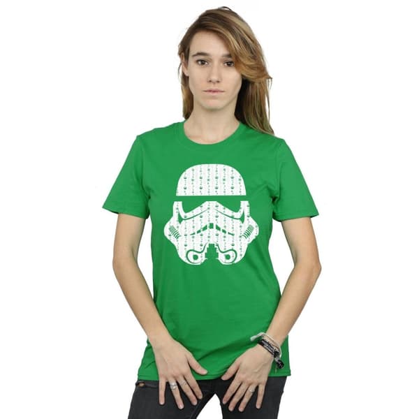 Star Wars Womens/Ladies Christmas Stormtrooper Helmet Cotton Boyfriend T-Shirt