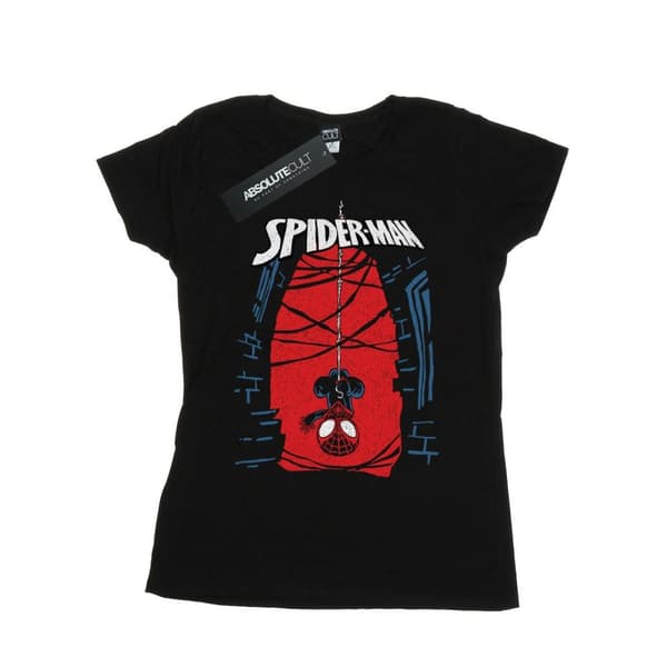 Marvel Womens/Ladies Spider-Man Hanging Sketch Cotton T-Shirt Black S