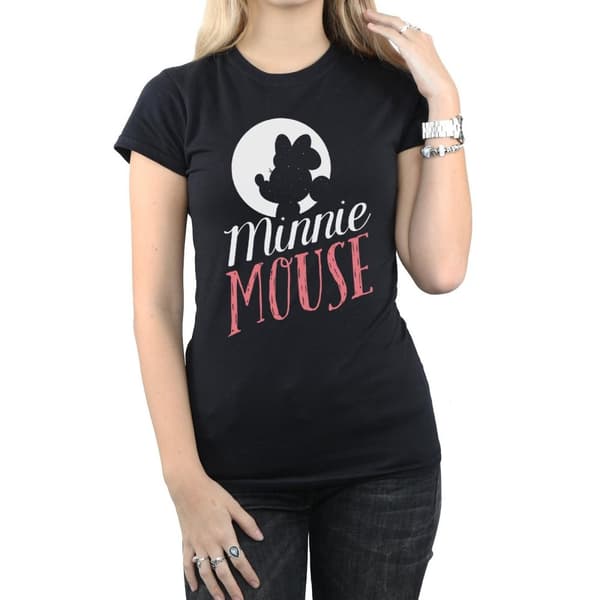 Disney Womens/Ladies Minnie Mouse Moon Silhouette Cotton T-Shirt