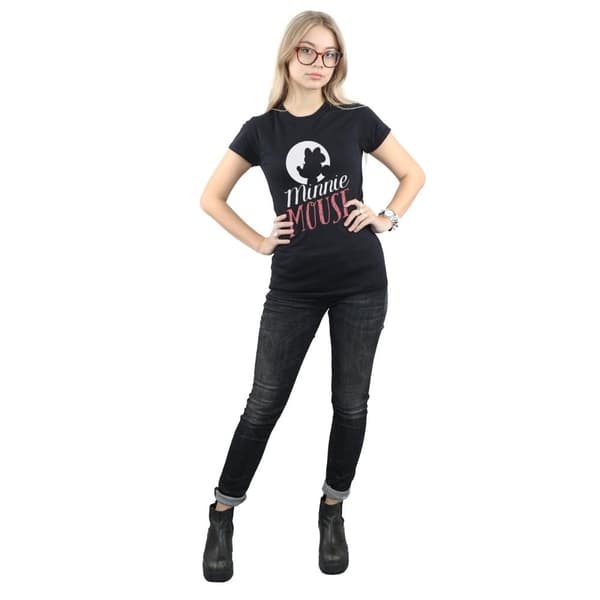 Disney Womens/Ladies Minnie Mouse Moon Silhouette Cotton T-Shirt