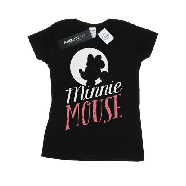 Disney Womens/Ladies Minnie Mouse Moon Silhouette Cotton T-Shirt Black S