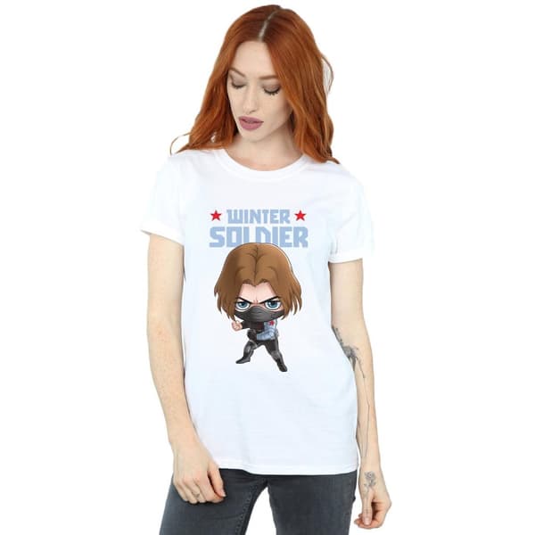 Marvel Womens/Ladies Winter Soldier Bucky Toon Cotton Boyfriend T-Shirt