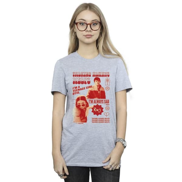 Netflix Dam/kvinnor Sex Education Otis Talking Helps Boyfriend T-shirt i bomull