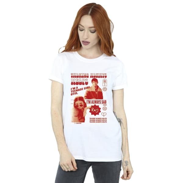 Netflix Dam/kvinnor Sex Education Otis Talking Helps Boyfriend T-shirt i bomull