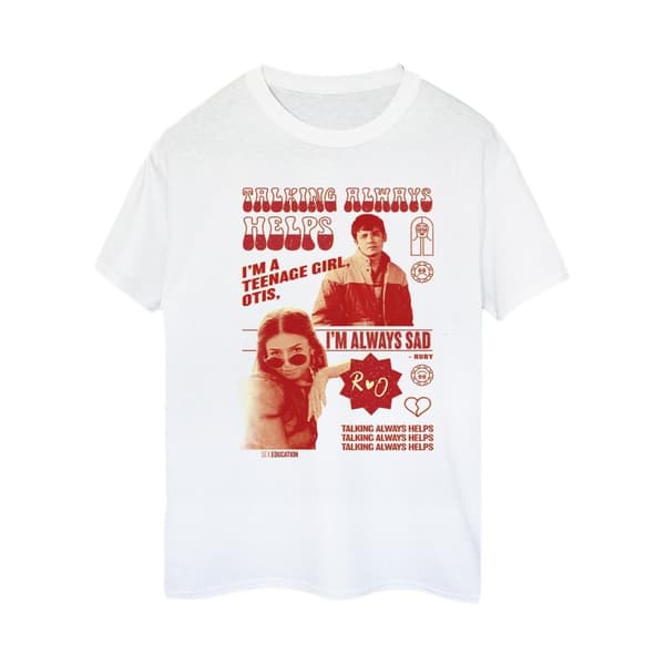 Netflix Dam/kvinnor Sex Education Otis Talking Helps Boyfriend T-shirt i bomull