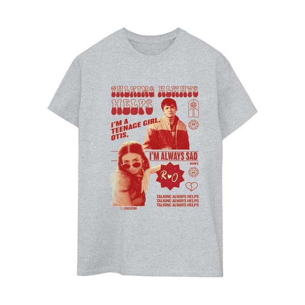 Netflix Dam/kvinnor Sex Education Otis Talking Helps Boyfriend T-shirt i bomull