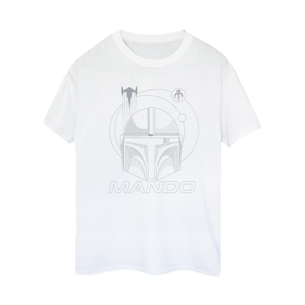 Star Wars Womens/Ladies The Mandalorian Rings Helmet Cotton Boyfriend T-Shirt