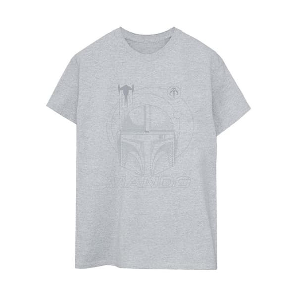 Star Wars Womens/Ladies The Mandalorian Rings Helmet Cotton Boyfriend T-Shirt