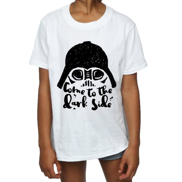 Star Wars Girls Darth Vader Come To The Dark Side Sketch Cotton T-Shirt