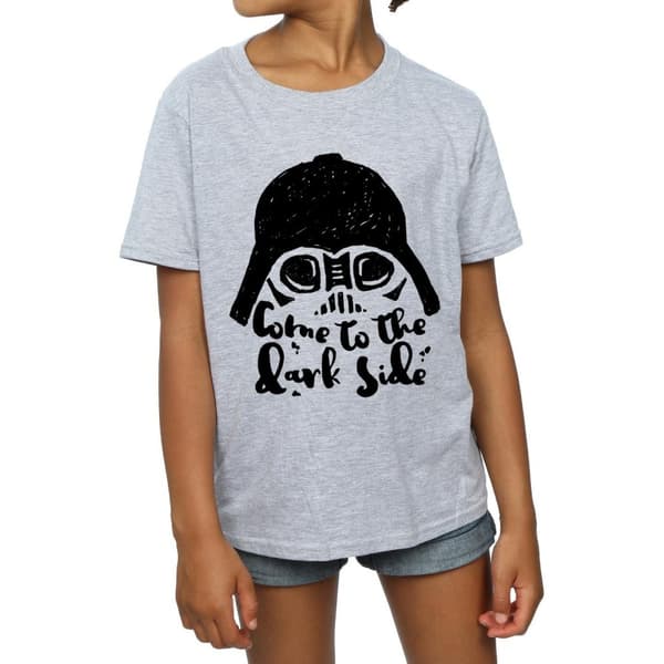Star Wars Girls Darth Vader Come To The Dark Side Sketch Cotton T-Shirt