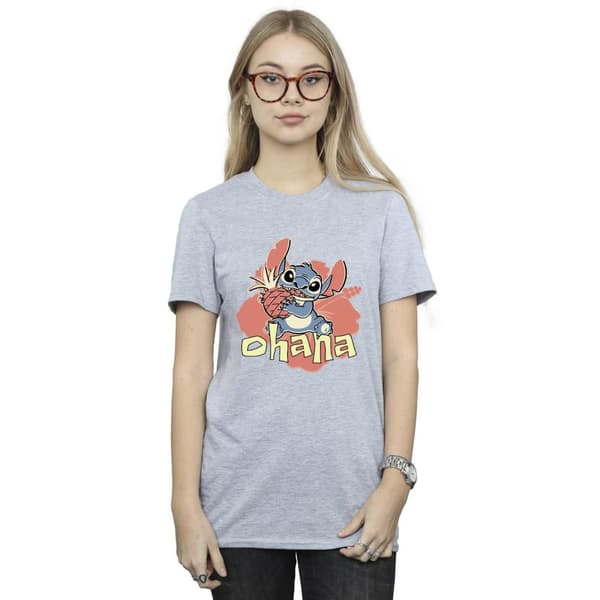 Disney Womens/Ladies Lilo And Stitch Ohana Pineapple Cotton Boyfriend T-Shirt