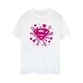 Miniatyrbillede 1 af 3: DC Comics Womens/Ladies Superman Pink Hearts And Stars Logo Cotton Boyfriend T-Shirt