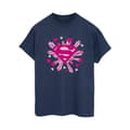 Miniatyrbillede 1 af 3: DC Comics Womens/Ladies Superman Pink Hearts And Stars Logo Cotton Boyfriend T-Shirt