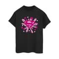 Miniatyrbillede 1 af 3: DC Comics Womens/Ladies Superman Pink Hearts And Stars Logo Cotton Boyfriend T-Shirt