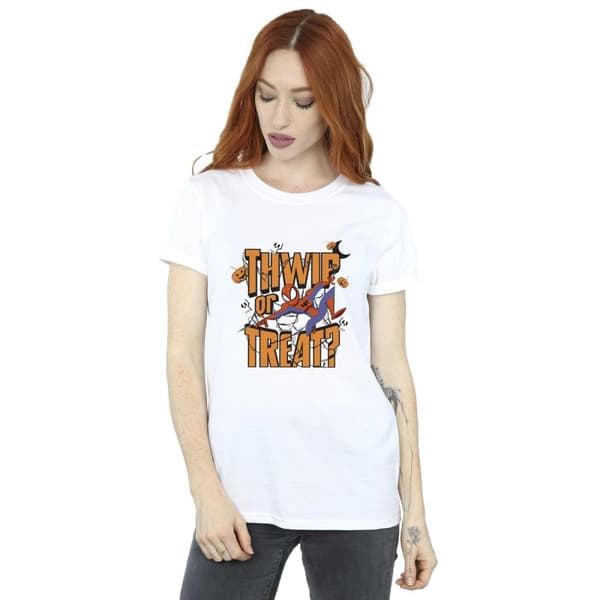 Marvel Womens/Ladies Spider-Man Thwip Or Treat Cotton Boyfriend T-Shirt