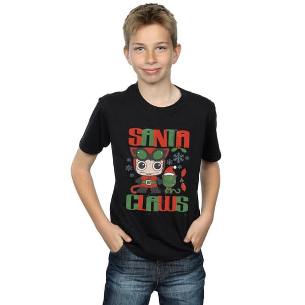 DC Comics Chibi Catwoman Santa Claws T-shirt för pojkar