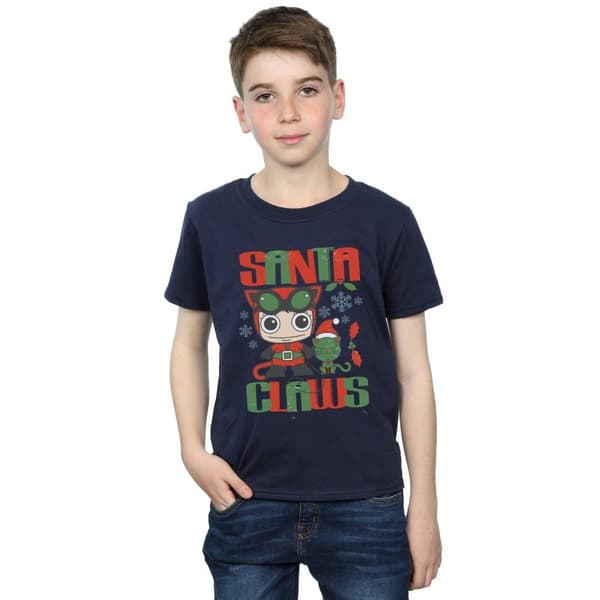 DC Comics Chibi Catwoman Santa Claws T-shirt för pojkar