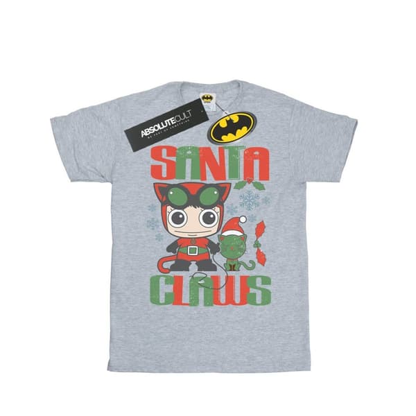 DC Comics Chibi Catwoman Santa Claws T-shirt för pojkar Sports Grey 12-13 Years
