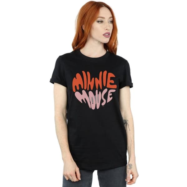 Disney Womens/Ladies Minnie Mouse Heart Shaped Cotton Boyfriend T-Shirt