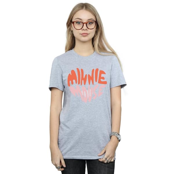 Disney Womens/Ladies Minnie Mouse Heart Shaped Cotton Boyfriend T-Shirt